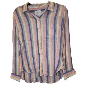 Rails Charli Mandalay Striped Linen Women's Blouse Shirt Size Small